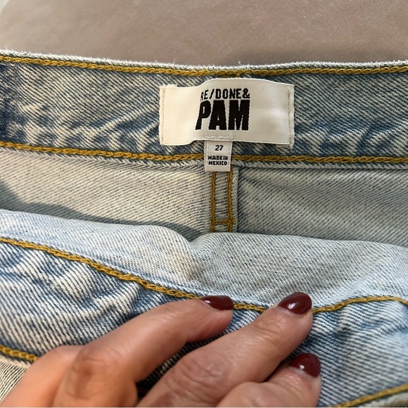 RE/DONE & PAM Mid Rise Wrap Jean Skirt Maliblue Size 27 - Picture 11 of 16
